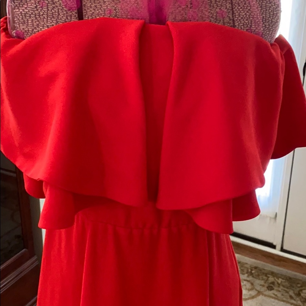 NWT ASOS Red Rare London Off-Shoulder Ruffle Maxi - Picture 3 of 7
